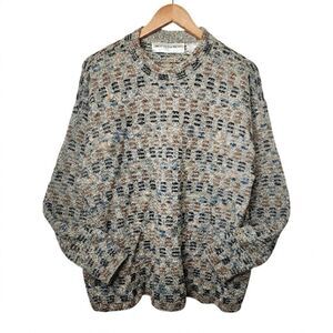 Vintage Jhane Barnes 3D Wool Mohair Knit Sweater Medium 90s Abstract Geometric